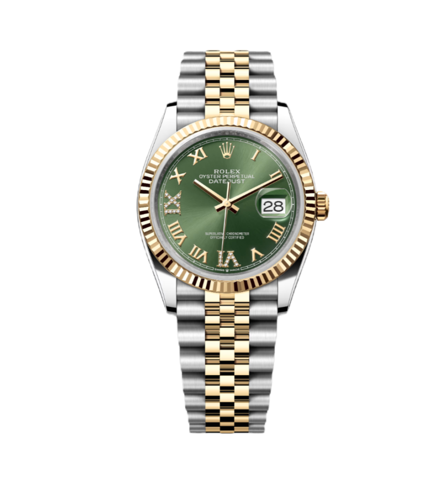Super Clone Rolex , Olive Green, Datejust , 31 mm ,Oystersteel and Yellow Gold