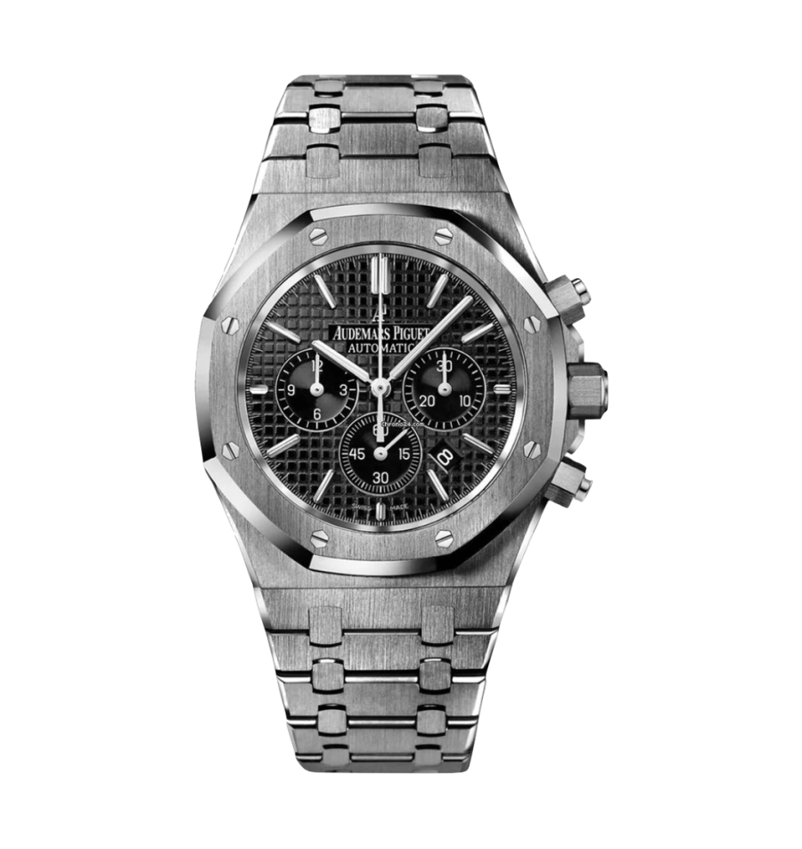 Super Clone AP Royal Oak Silver - Black Dial Chronograph