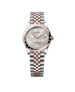 Super Clone Rolex , Silver, Floral Motif Set With Diamons , 31 mm