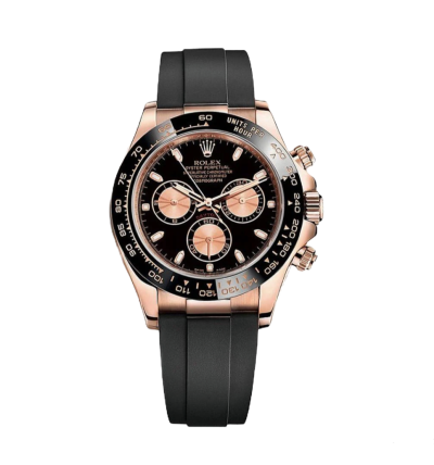 Super Clone Rolex Daytona Rose Black Dial Oysterflex