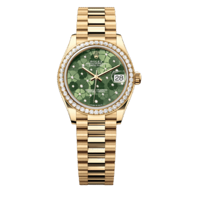 U1 Super Clone Rolex ,Olive Green, Floral Motif Set With Diamons , 31 mm