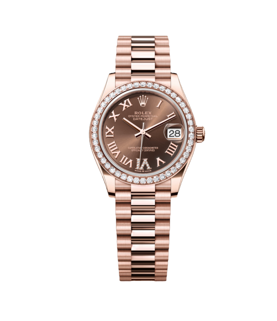 Super Clone Rolex ,Oyster, 31 mm, Everose Gold And Diamonds
