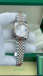 Super Clone Rolex , Silver, Floral Motif Set With Diamons , 31 mm