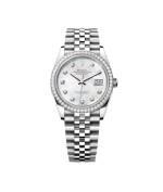 Super Clone Rolex ,White Mother-of-Pearl Set With Diamonds , 31 mm
