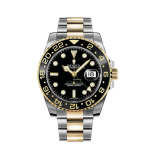 Super Clone Rolex GMT Master II Gold Steel Black Dial