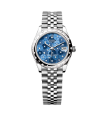 Super Clone Rolex ,Azzuro Blue, Floral Motif Set With Diamons , 31 mm