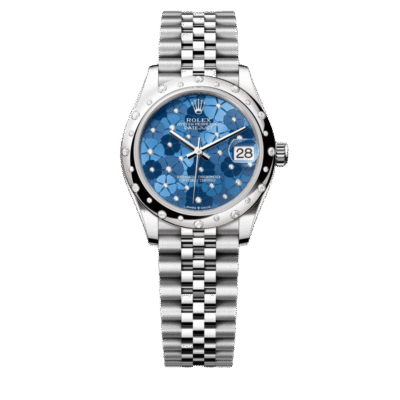 U1 Super Clone Rolex ,Azzuro Blue, Floral Motif Set With Diamons , 31 mm