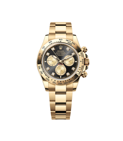 Super Clone Rolex Cosmograph Daytona, Black,  Diamonds, Yellow Gold