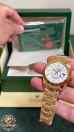 Super Clone Rolex Sky-Dweller Gold White Dial