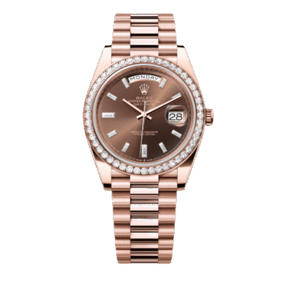 U1 Super Clone Rolex Day-Date Everose Gold - Chocolate Set With Diamons Dial