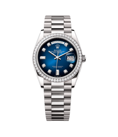 Super Clone Rolex Day-Date, Diamond Bezel, Blue Dial