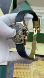 Super Clone Rolex Cosmograph Daytona Black And With Diamonds, Yellow Gold