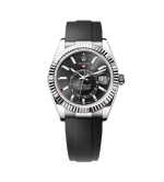 Super Clone Rolex Sky-Dweller Black Dial Oysterflex