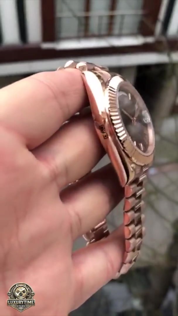 Super Clone Rolex Day-Date Rose Gold - Chocolate Dial
