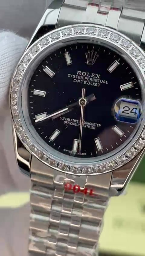 Super Clone Rolex ,Oystersteel, White Gold and Diamonds , 31 mm