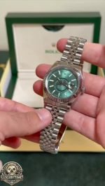Super Clone Rolex Sky-Dweller Green Dial Jubilee