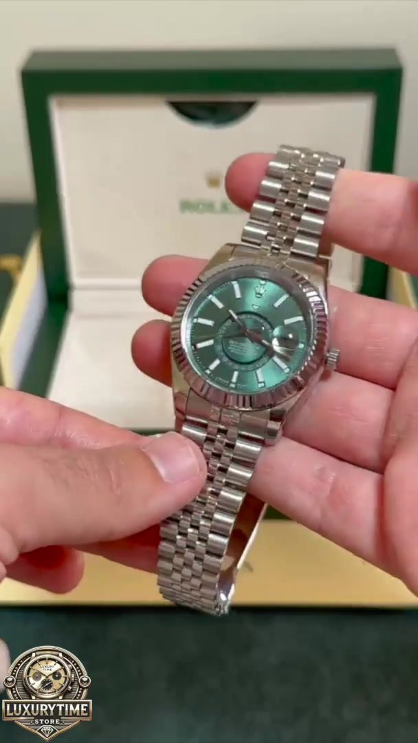 Super Clone Rolex Sky-Dweller Green Dial Jubilee
