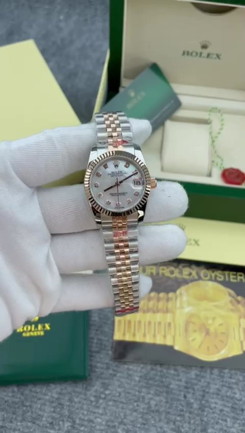 Super Clone Rolex , Fluted , Oyster 31 mm, Oystersteel And Everose Gold