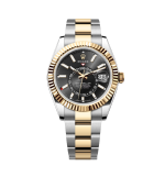 Super Clone Rolex Sky - Dweller, Oyster , Black And Yellow Gold