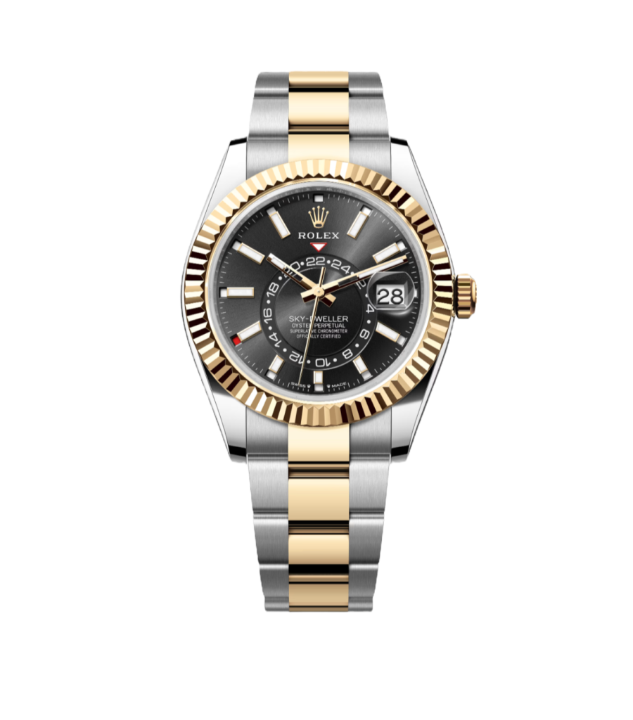 Super Clone Rolex Sky - Dweller, Oyster , Black And Yellow Gold