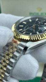 Super Clone Rolex Sky - Dweller, Black And Yellow Gold, Jubilee