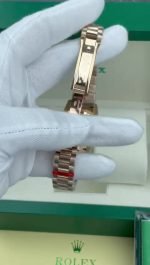 Super Clone Rolex ,White Mother-Of-Pearl Set With Diamonds , 31 mm, Everose Gold