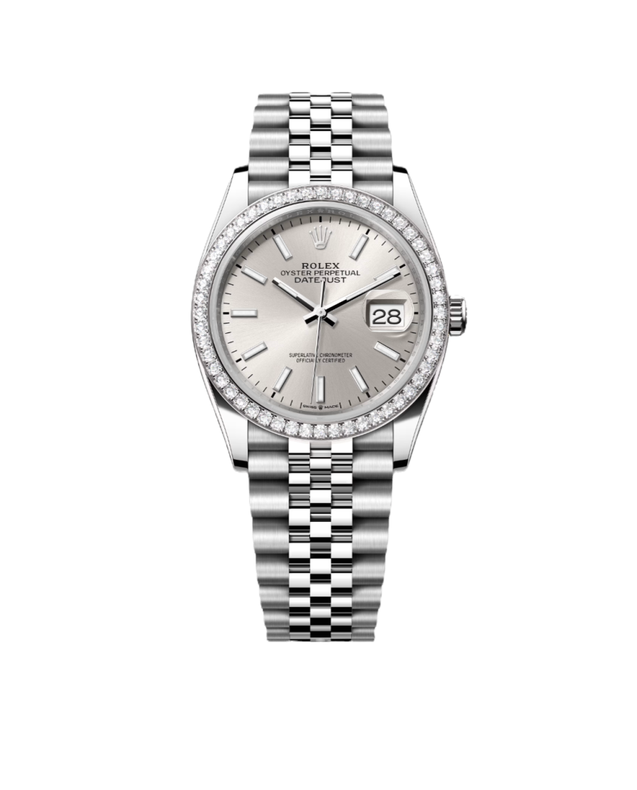 Super Clone Rolex ,Oystersteel, Silver,  White Gold and  Diamonds , 31 mm