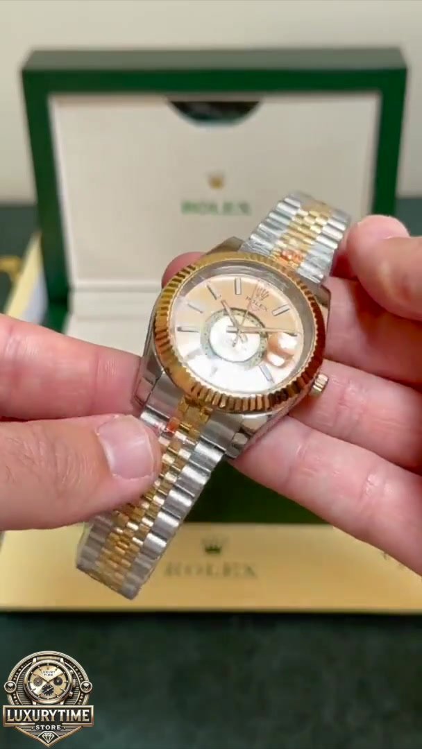 Super Clone Rolex Sky-Dweller Champagne Dial Jubilee