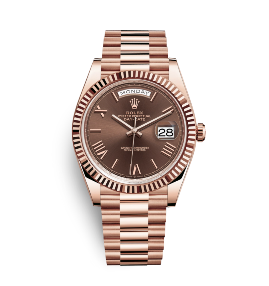 Super Clone Rolex Day-Date Rose Gold - Chocolate Dial