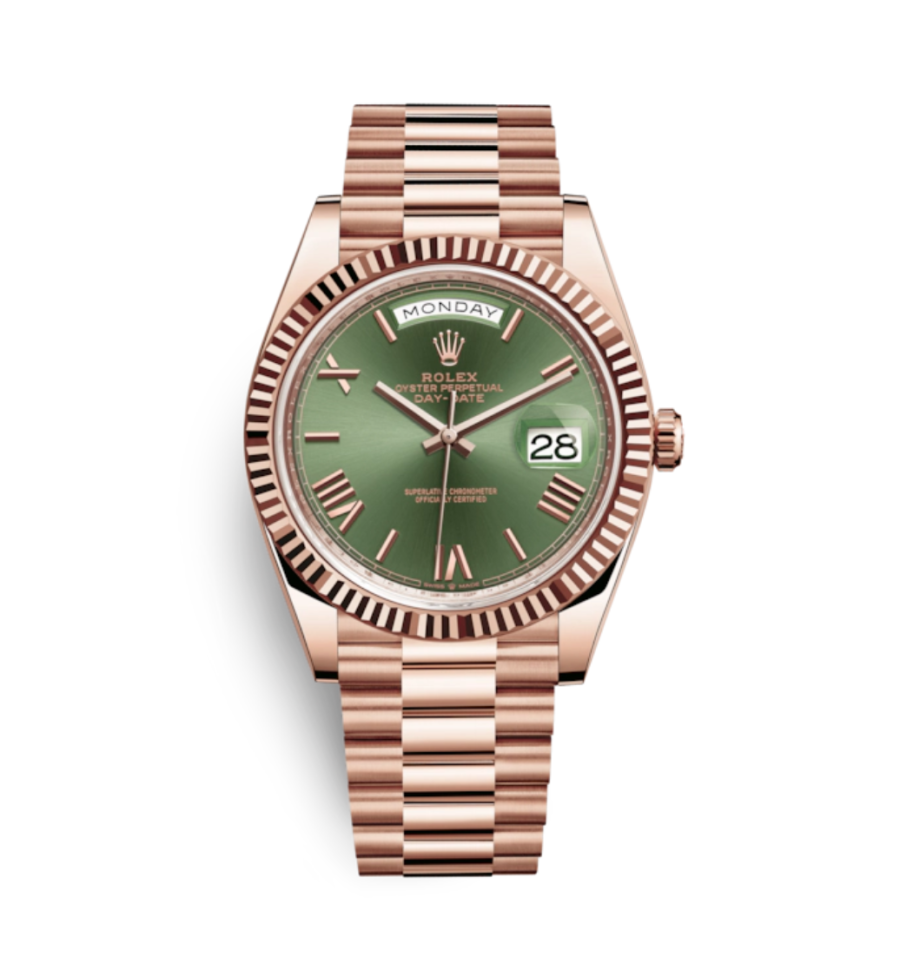 Super Clone Rolex Day-Date Rose Gold Green Dial